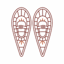 Começamos a caminhada com raquetes de neve